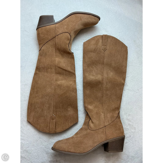 Boots Knee Heels By Clothes Mentor In Brown, Size: 10