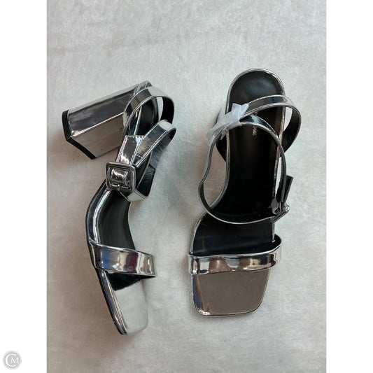 Shoes Heels Block By Pretty Little Thing In Silver, Size: 9