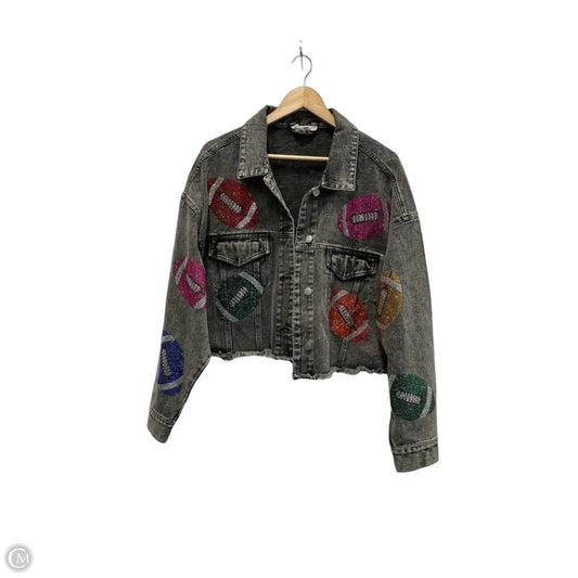 Jacket Denim By Peach Love Cream California In Black, Size: L