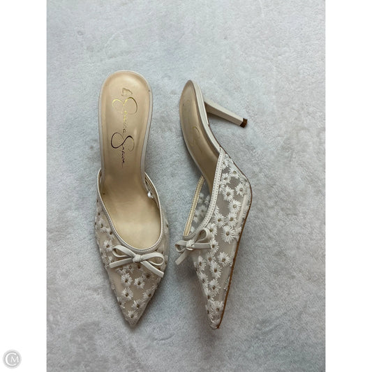 Shoes Heels Kitten By Jessica Simpson In Tan & White, Size: 9.5