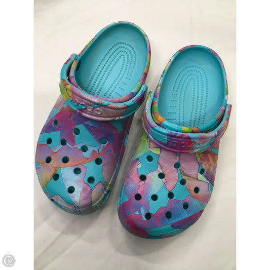 Sandals Flip Flops By Crocs In Blue & Purple, Size: 8