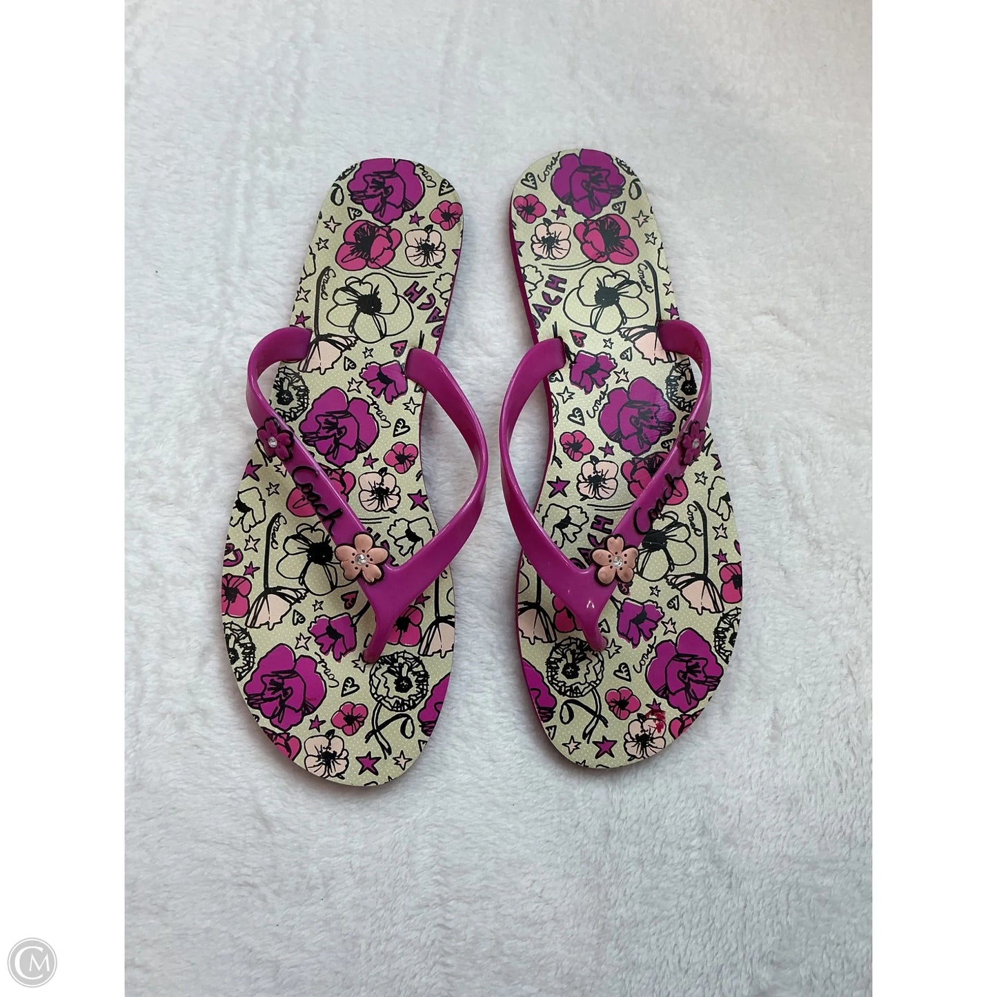 Sandals Designer By Coach In Pink & Tan, Size: 8