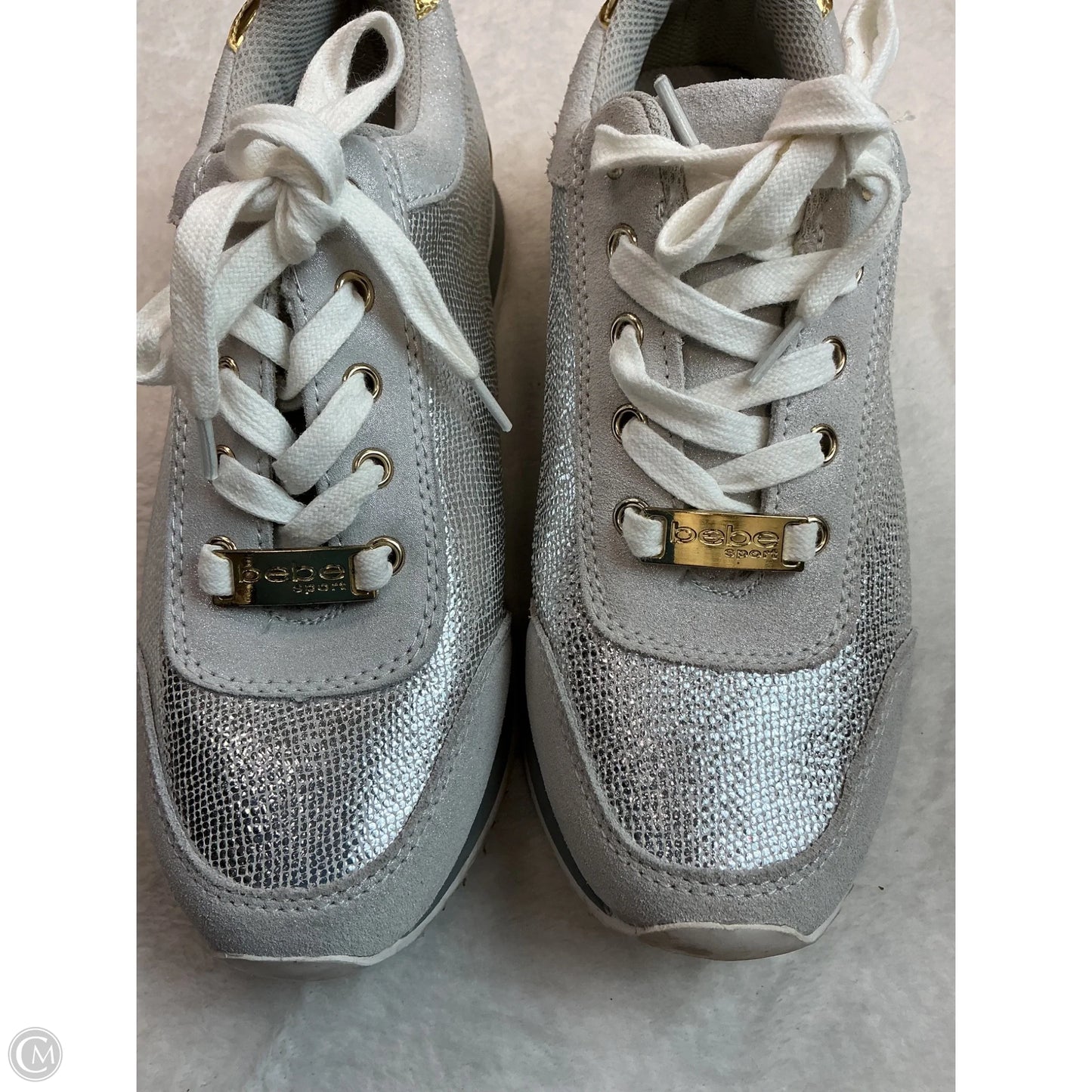 Shoes Athletic By Bebe In Silver, Size: 7.5