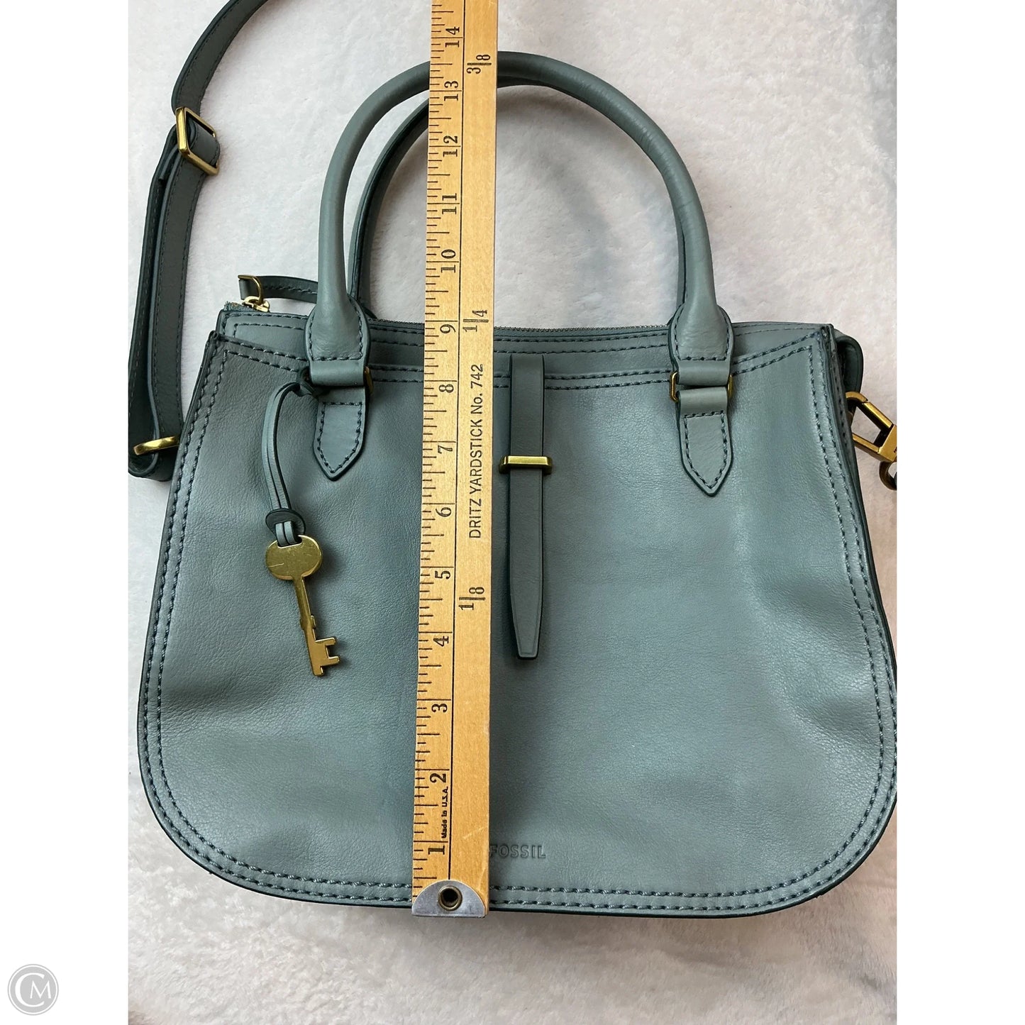 Handbag Leather By Fossil, Size: Medium