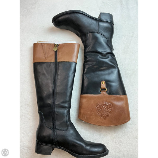 Boots Mid-calf Heels By Franco Sarto In Black & Brown, Size: 6.5