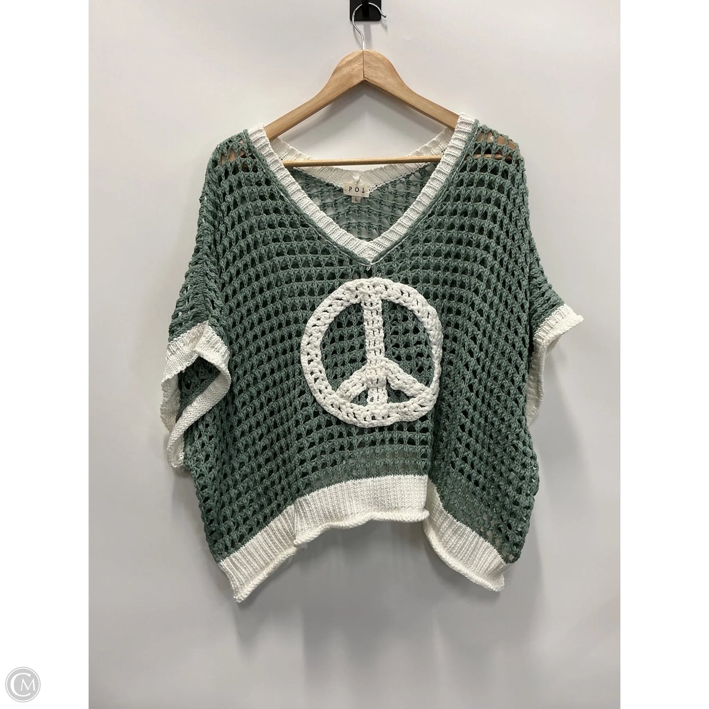 Sweater Short Sleeve By Pol In Aqua, Size: L
