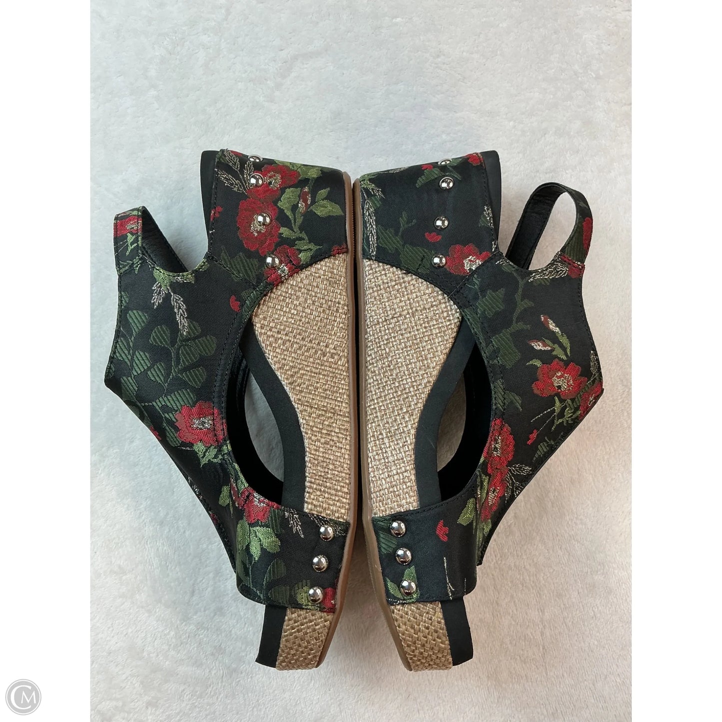 Sandals Heels Wedge By Corkys In Black & Red, Size: 10