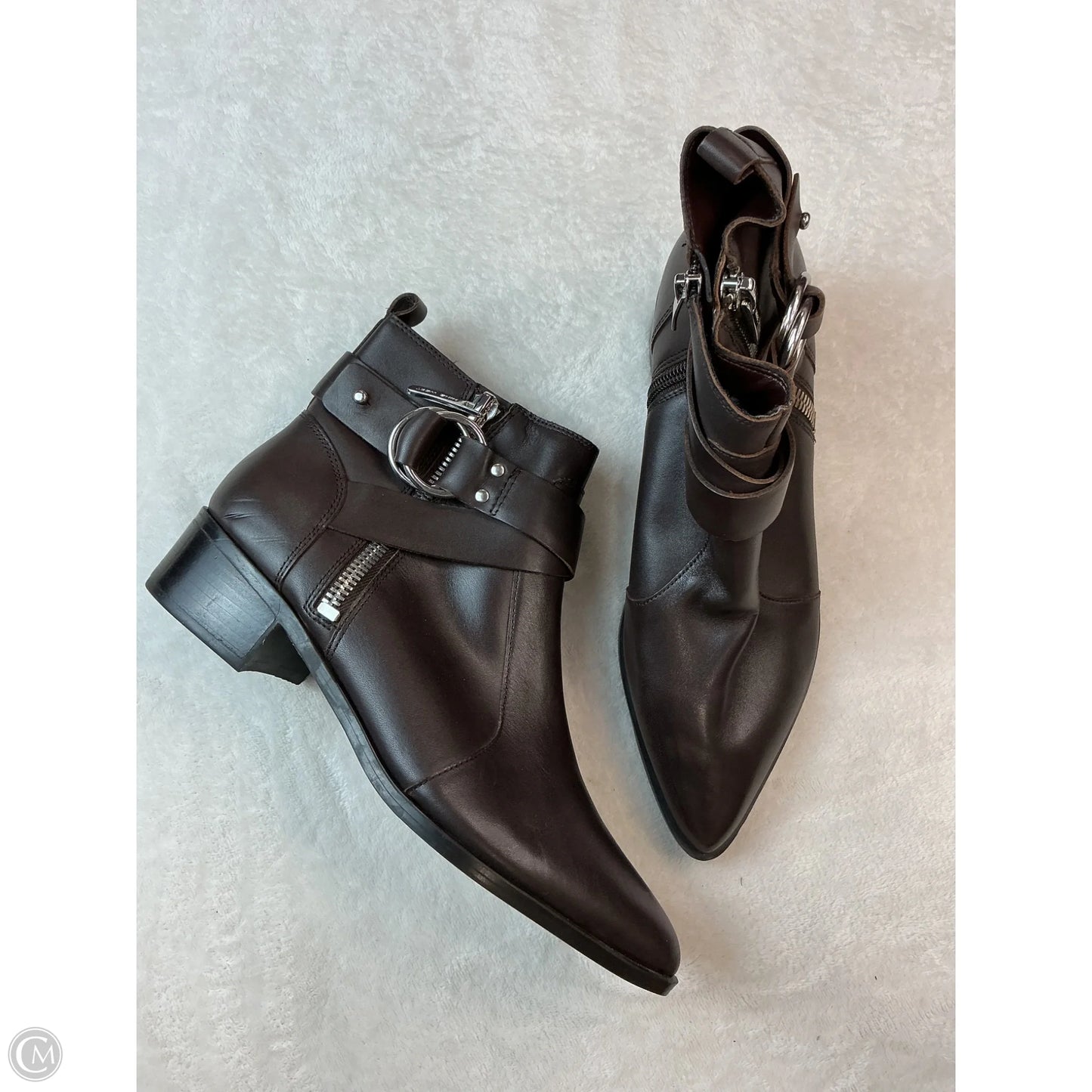 Boots Ankle Heels By Nine West In Brown, Size: 9