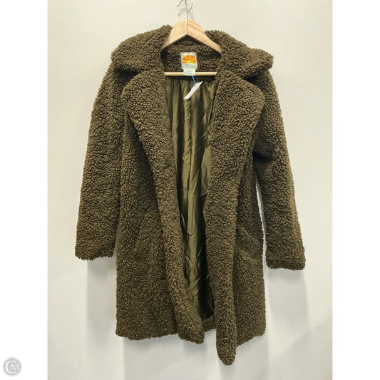 Coat Faux Fur & Sherpa By C And C In Green, Size: M