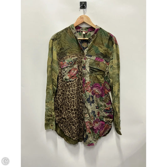 Top Long Sleeve By Pilcro In Green & Purple, Size: M