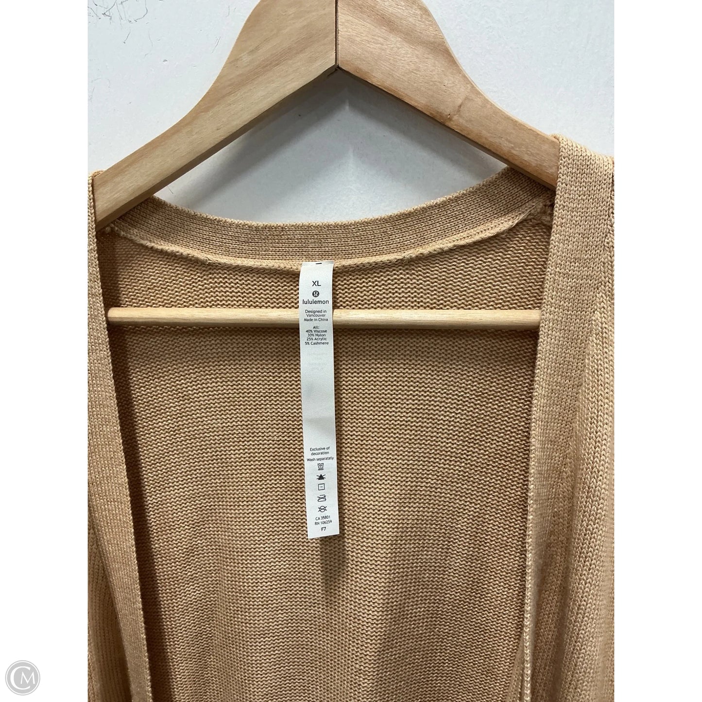 Sweater Cardigan By Lululemon In Beige, Size: Xl