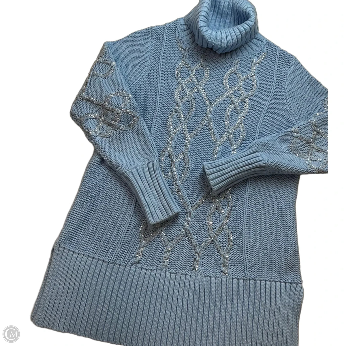 Sweater By Boston Proper In Blue & Silver, Size: M