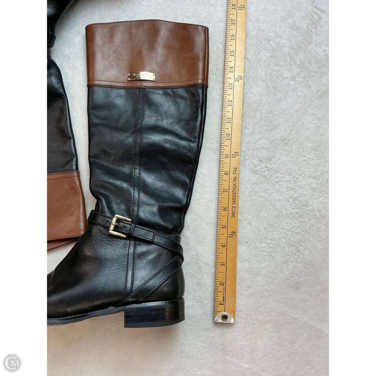 Boots Designer By Coach In Black & Brown, Size: 7