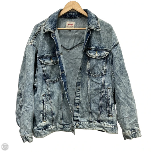 Jacket Denim By Wrangler In Blue Denim, Size: L
