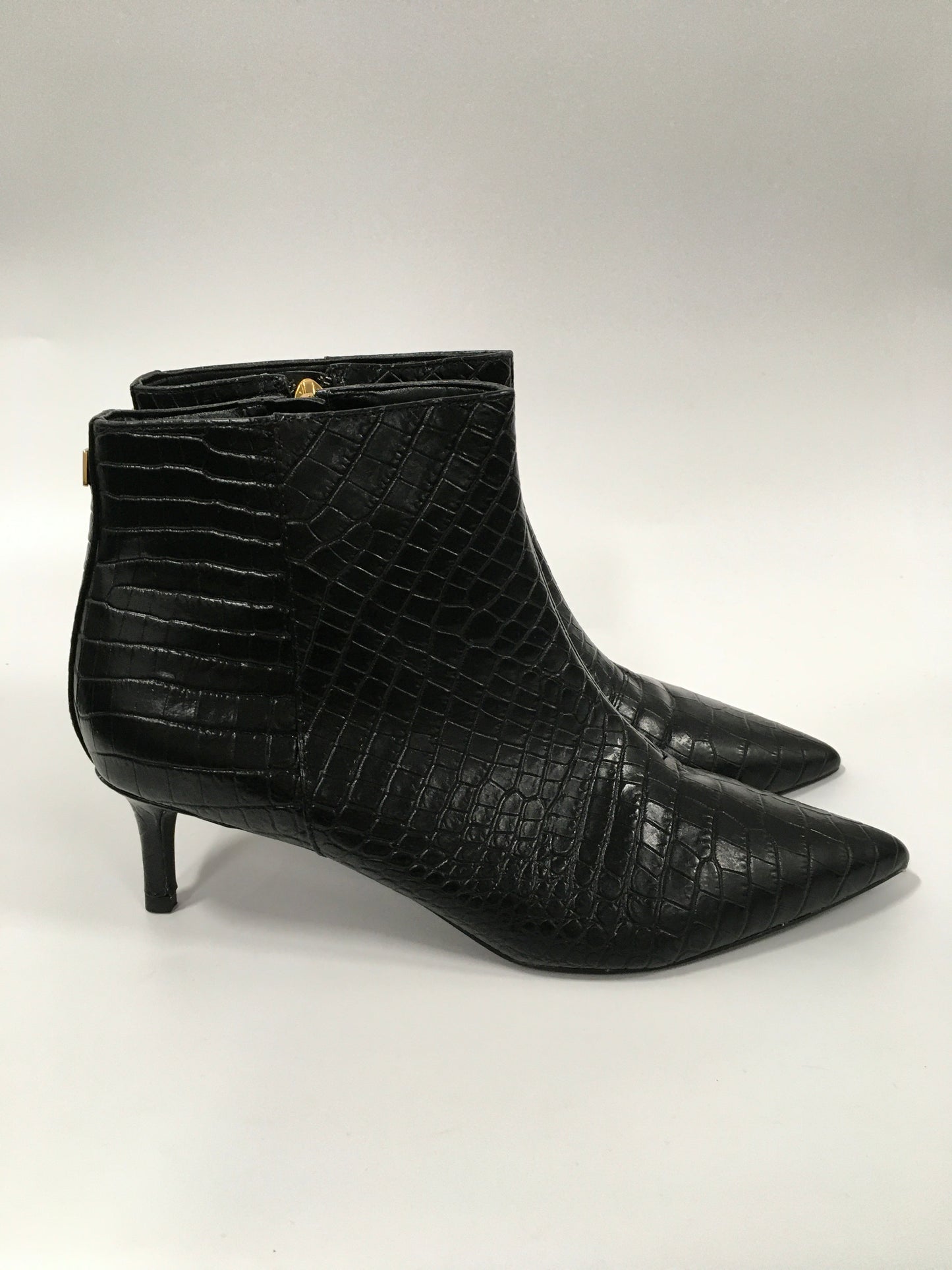 Black Boots Ankle Heels Lauren By Ralph Lauren, Size 8.5