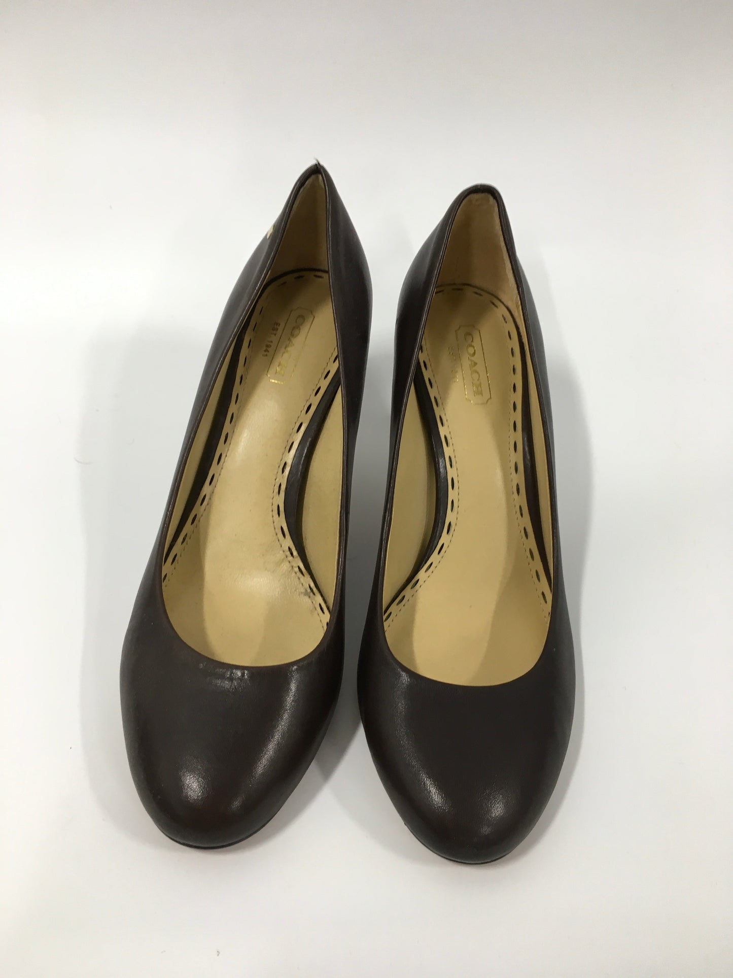 Brown Shoes Heels Stiletto Coach, Size 8