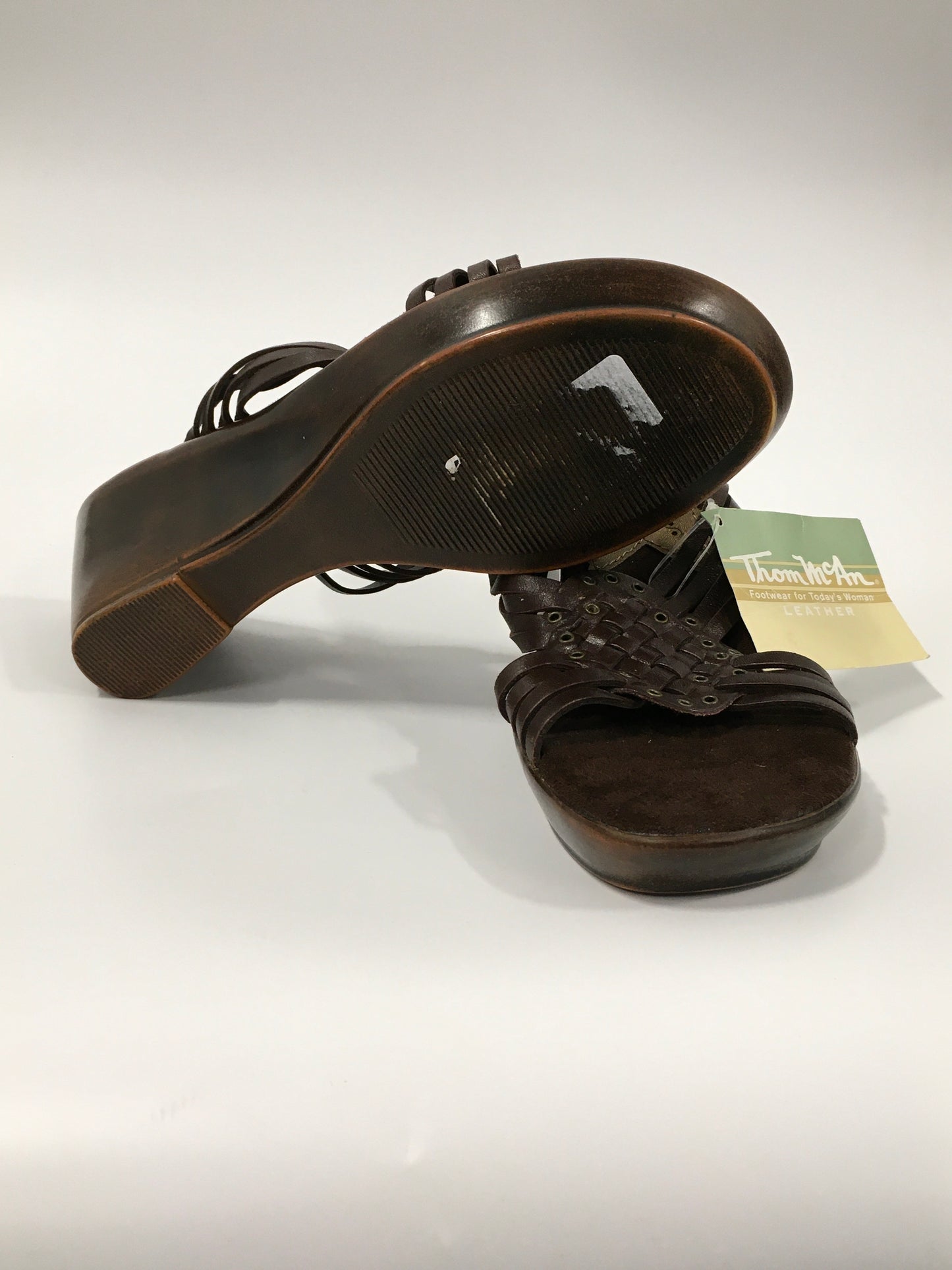 Brown Sandals Heels Wedge Thom Mccann, Size 7.5