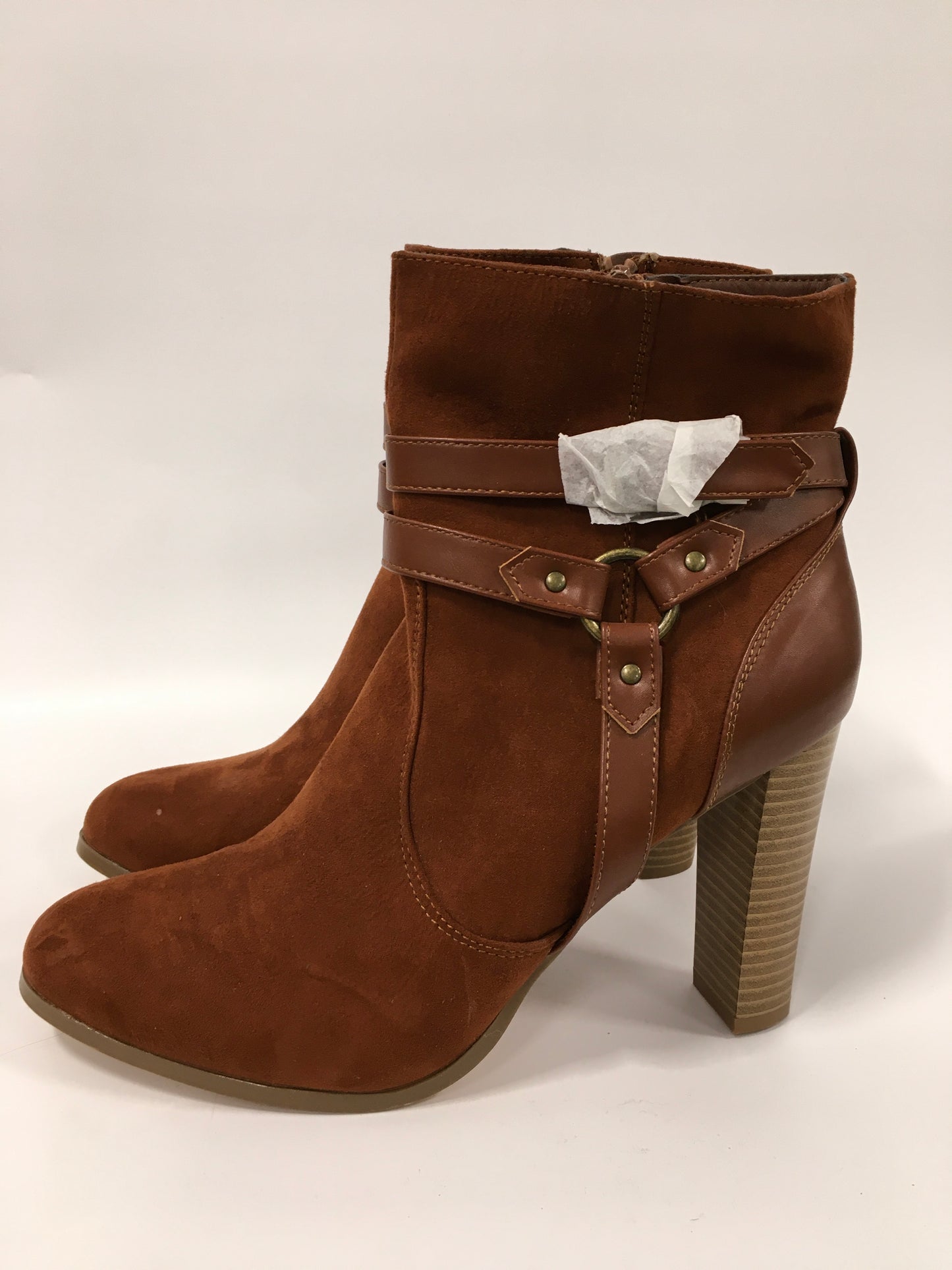 Boots Ankle Heels By Just Fab In Brown, Size: 11