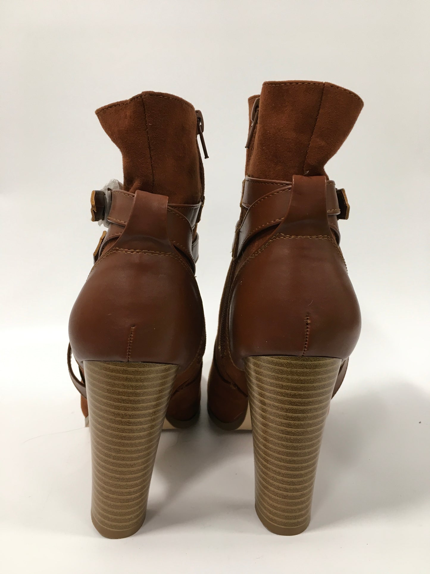 Boots Ankle Heels By Just Fab In Brown, Size: 11