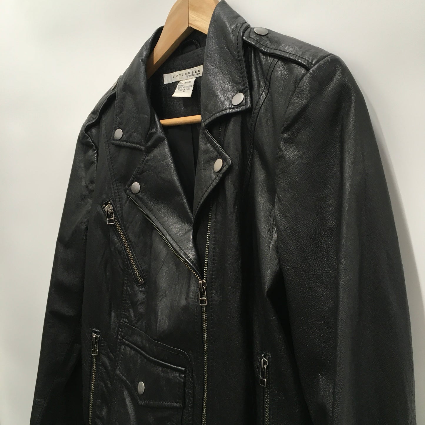 Black Jacket Moto Leather REZREKSHA by Esther Chen, Size M