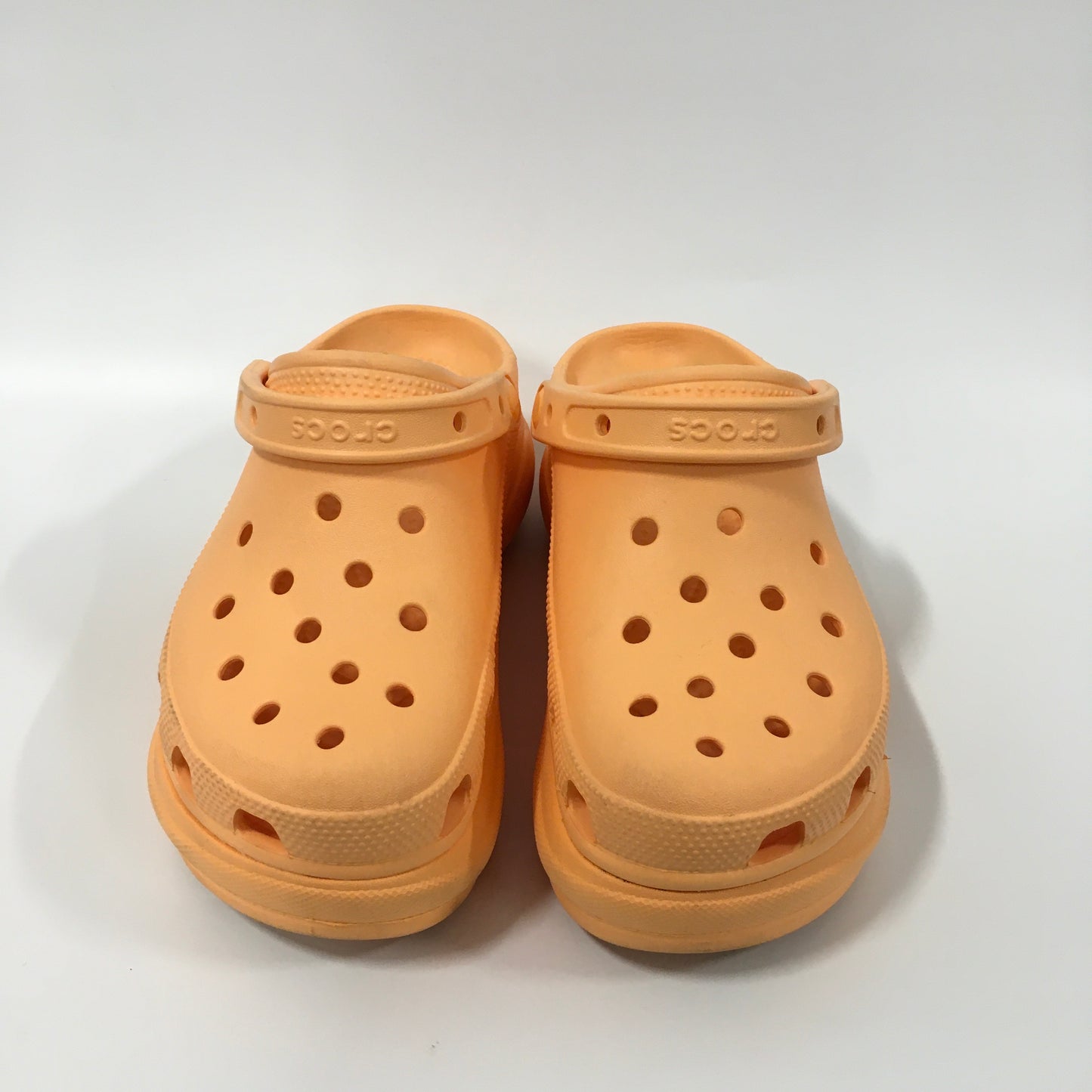 Orange Sandals Heels Platform Crocs, Size 6