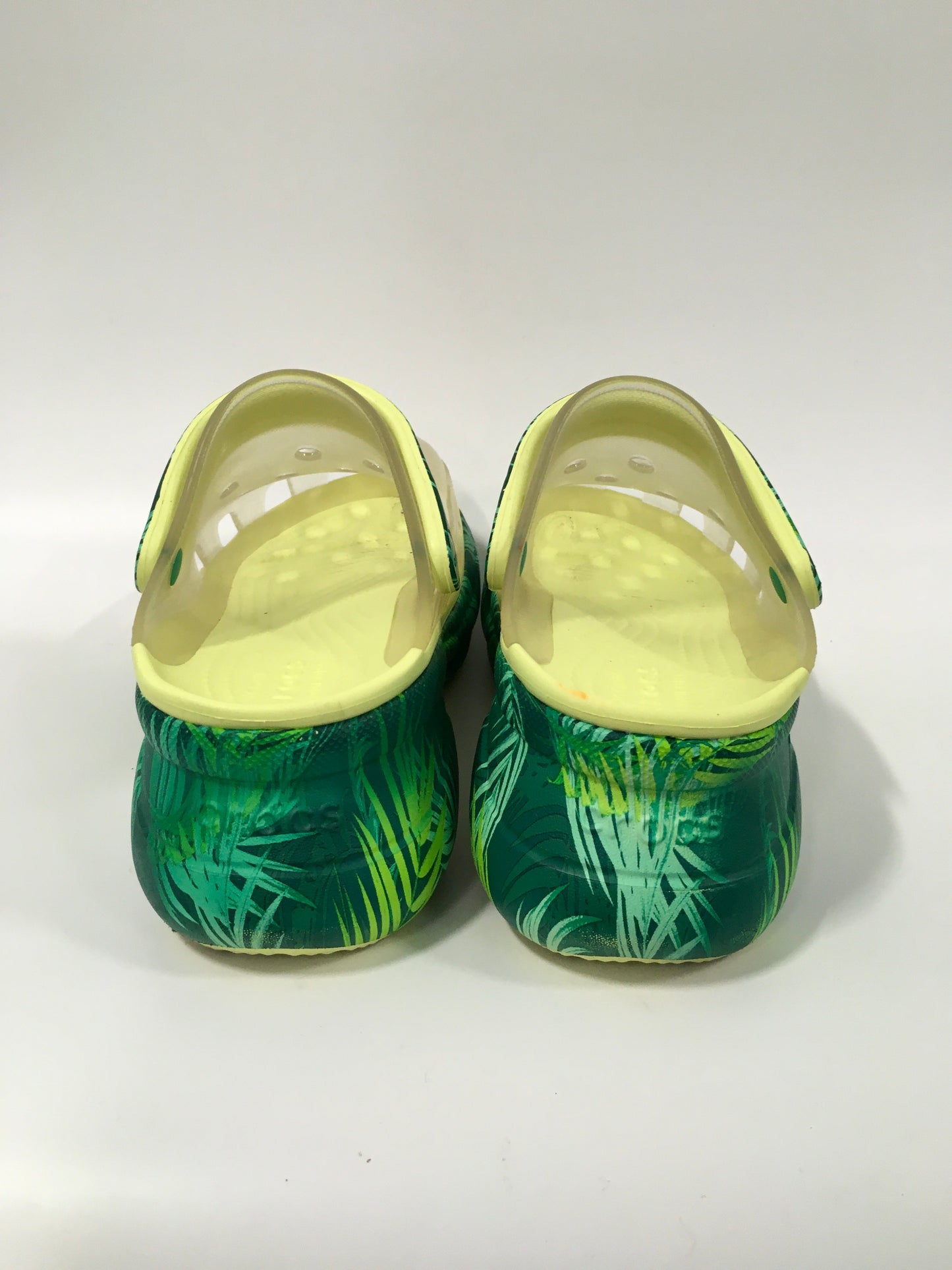 Green Sandals Heels Platform Crocs, Size 6