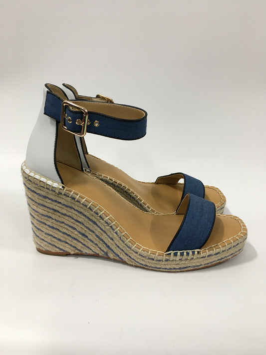 Blue Sandals Heels Wedge Cabi, Size 9