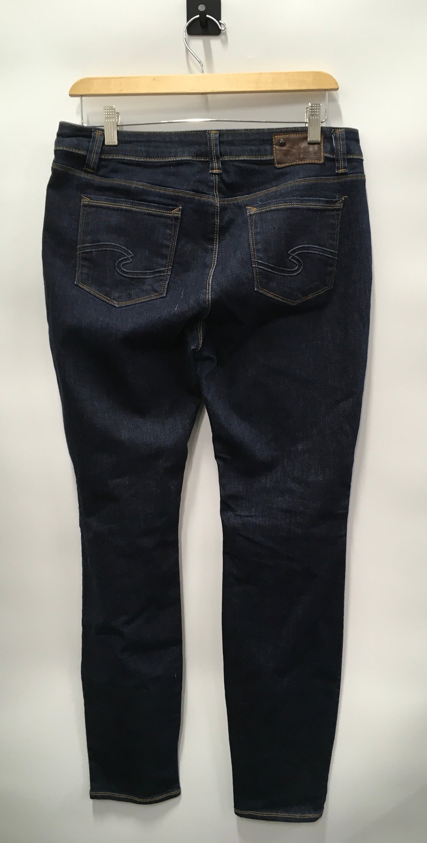 Blue Denim Jeans Straight Silver, Size 8