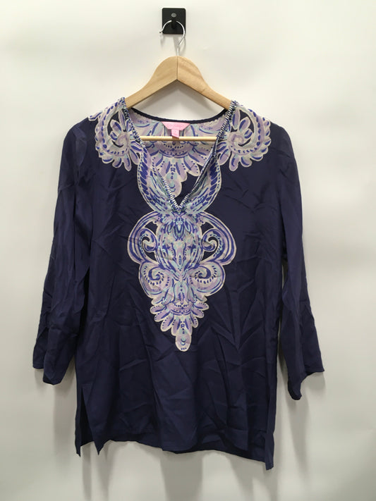 Navy Blouse Long Sleeve Lilly Pulitzer, Size S