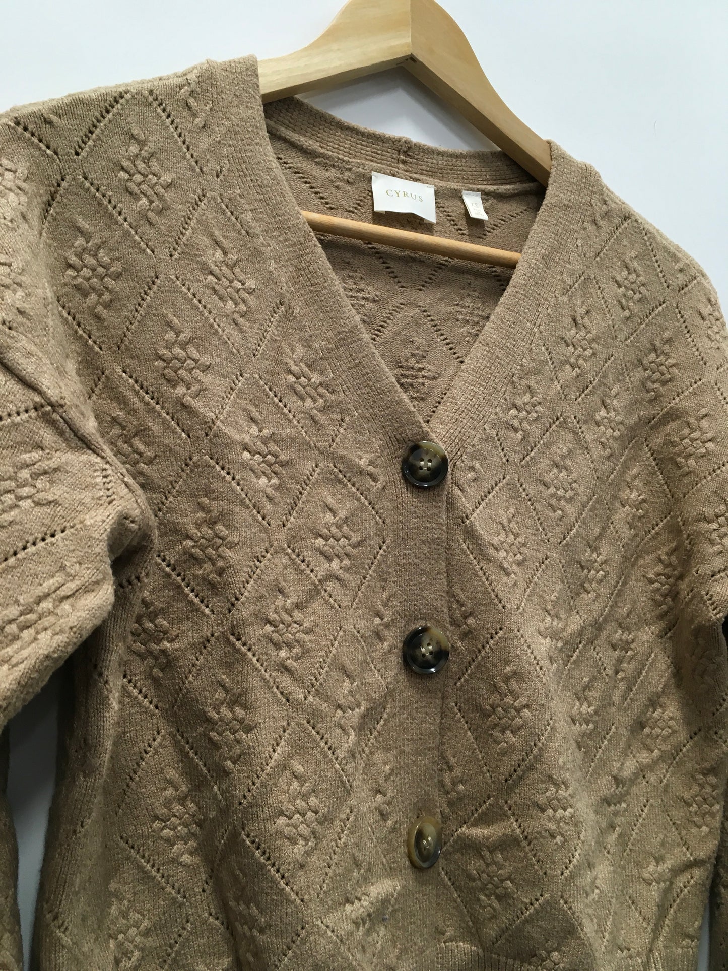 Sweater Cardigan By Cyrus Knits In Tan, Size: Xs