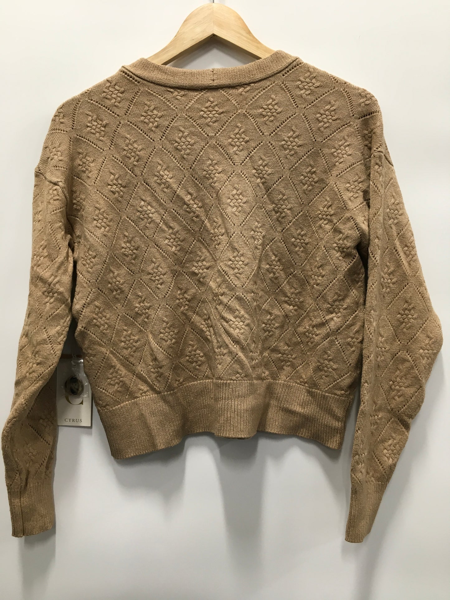 Sweater Cardigan By Cyrus Knits In Tan, Size: Xs