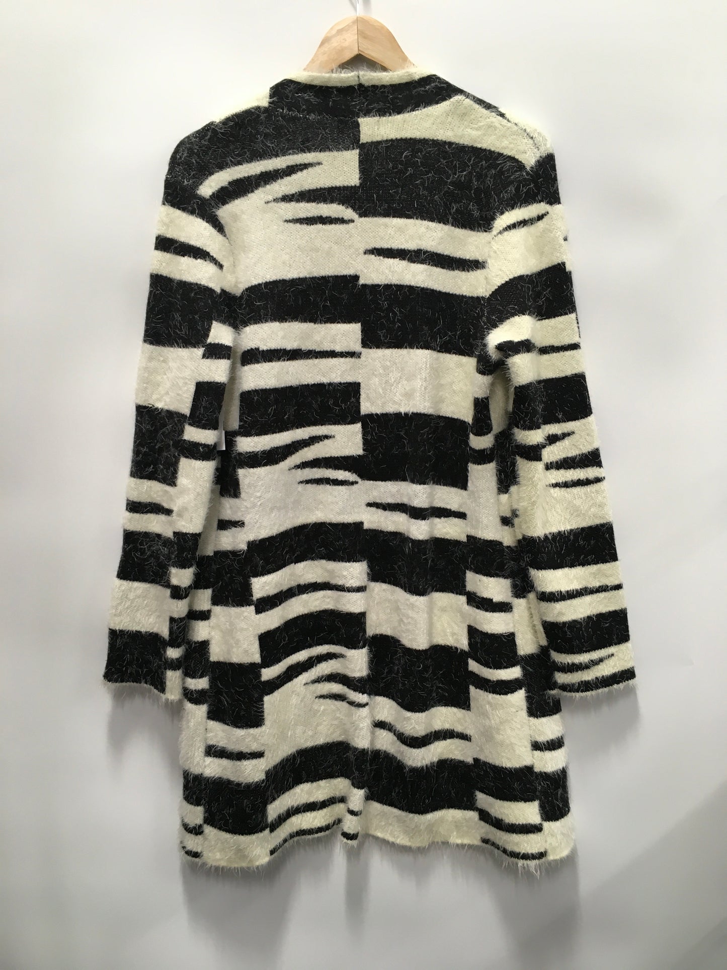 Sweater Cardigan By Alfani In Black & Cream, Size: M