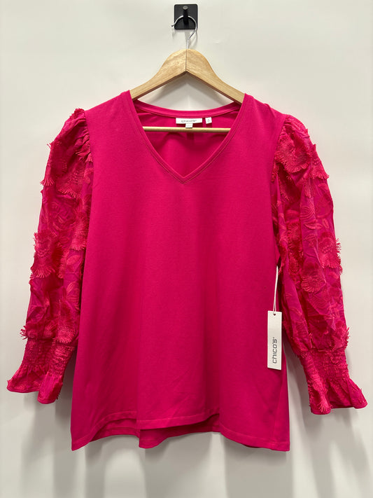 Top Long Sleeve By Chicos In Pink, Size: L