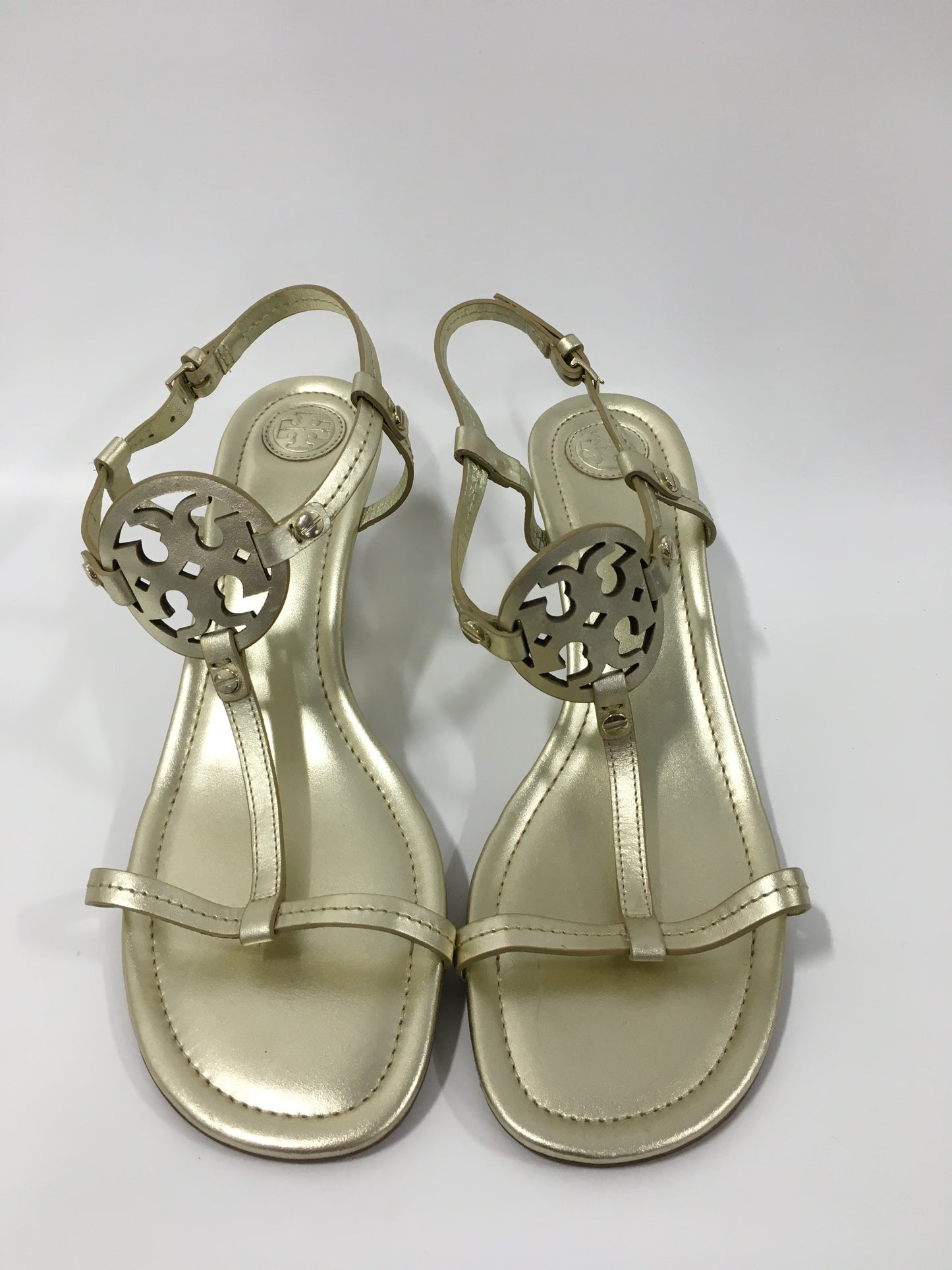 Sandals Heels Wedge By Tory Burch In Gold, Size: 11