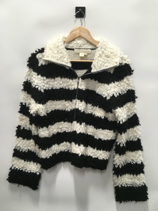 Sweater Cardigan By Clothes Mentor In Black & White, Size: M