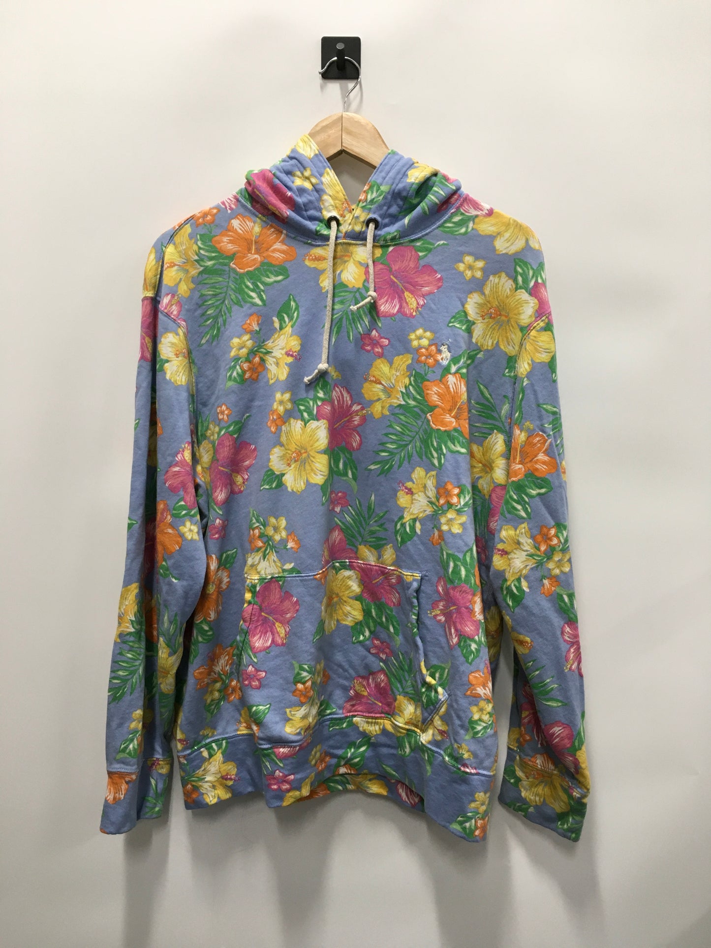 Sweatshirt Hoodie By Polo Ralph Lauren In Floral Print, Size: Xl