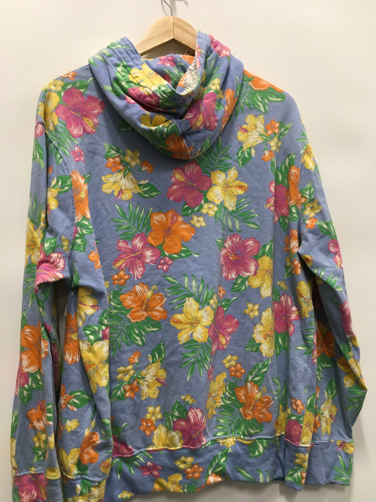 Sweatshirt Hoodie By Polo Ralph Lauren In Floral Print, Size: Xl