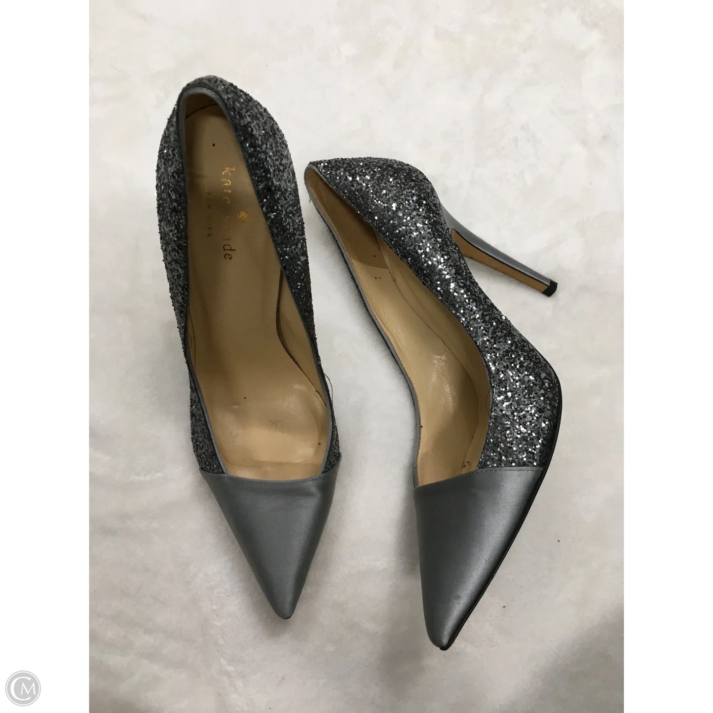 Shoes Designer By Kate Spade In Silver, Size: 8.5