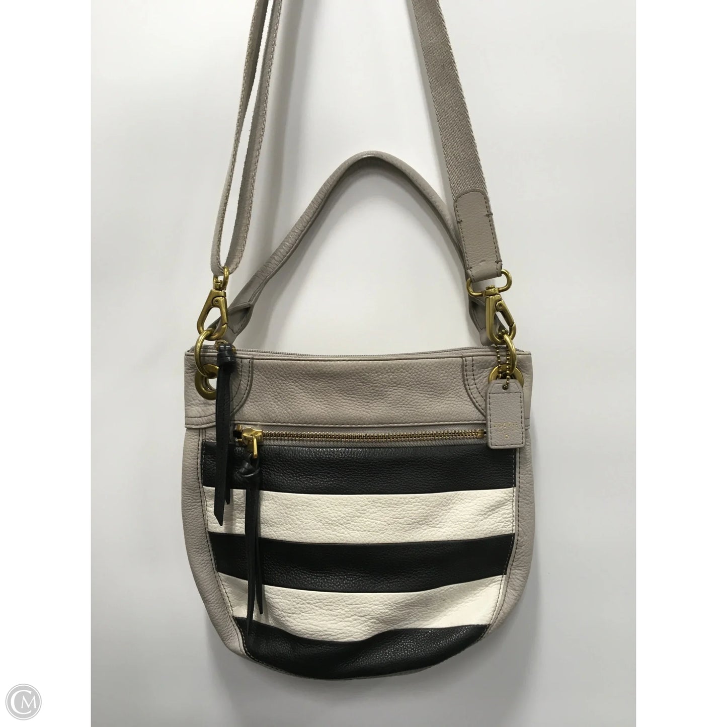 Handbag Leather By Fossil, Size: Medium