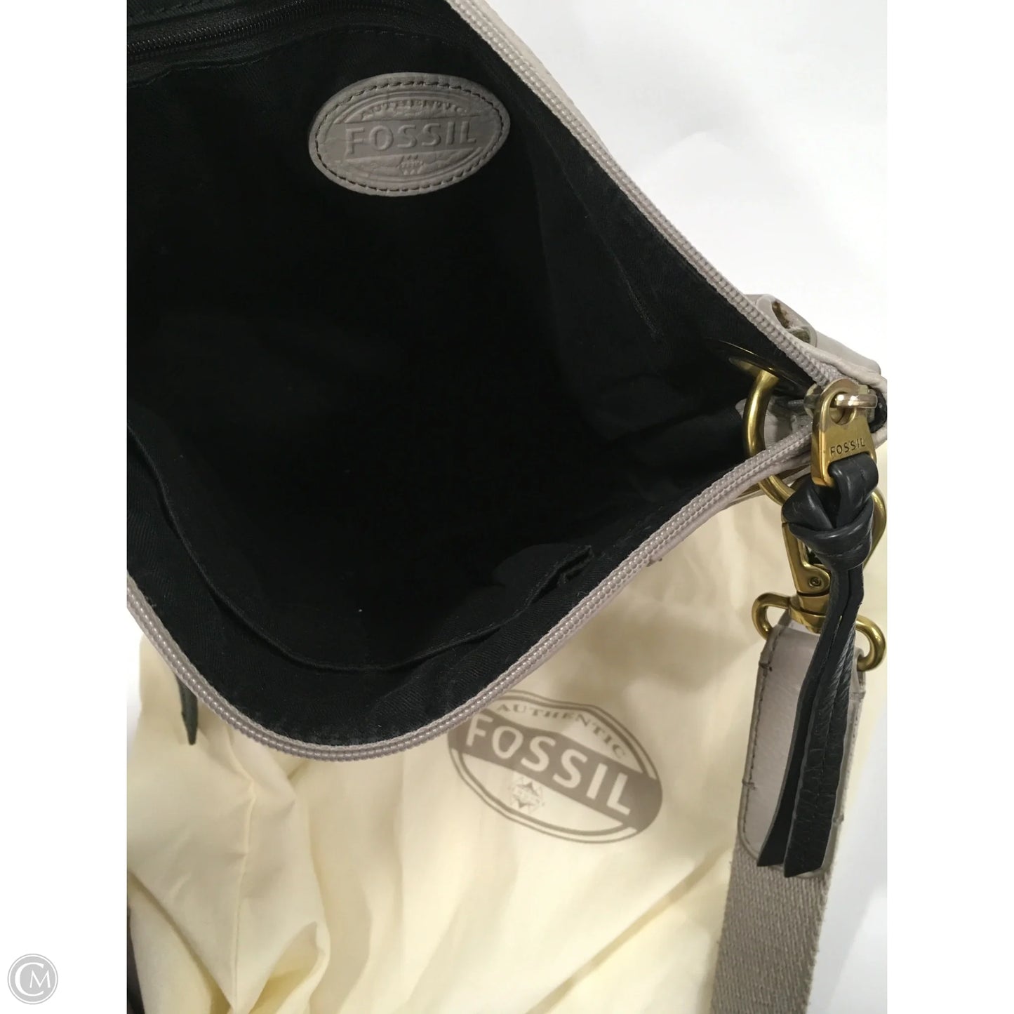 Handbag Leather By Fossil, Size: Medium