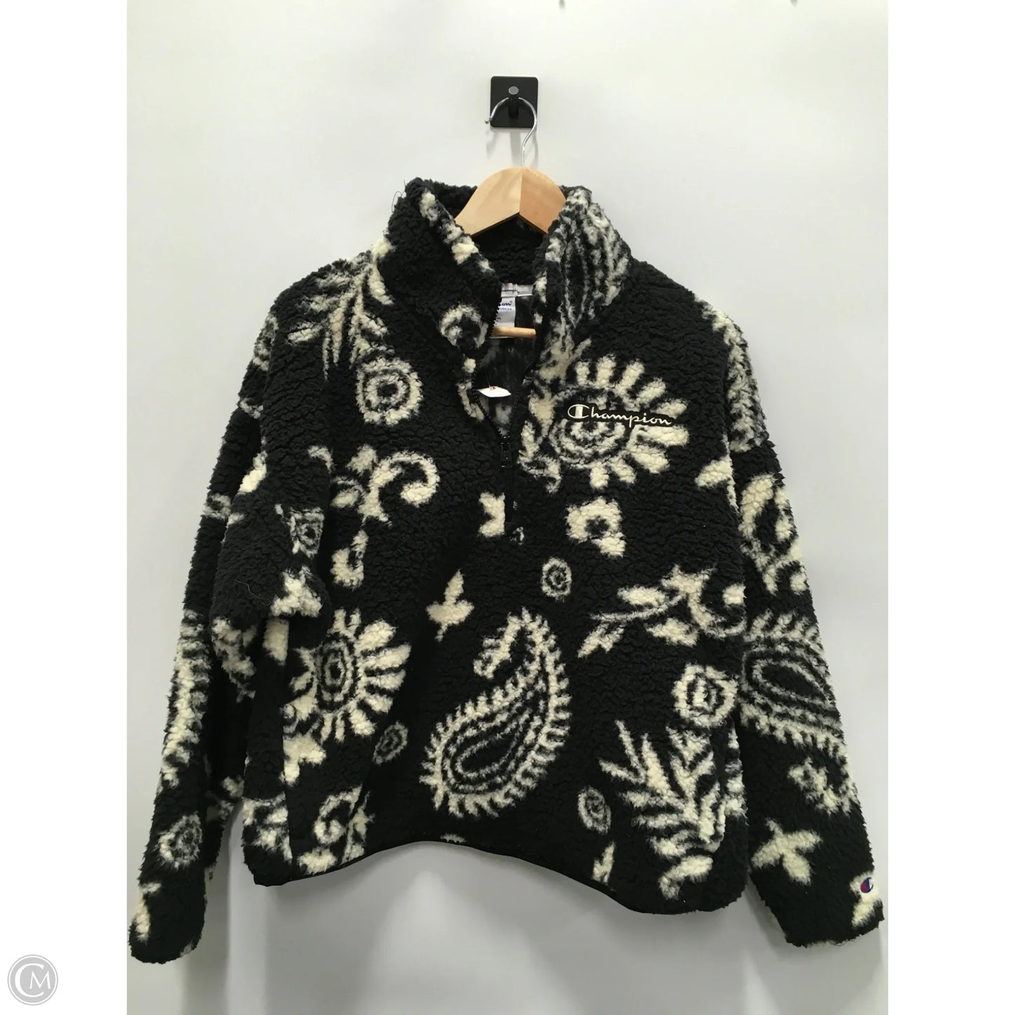 Sweatshirt Collar By Champion In Black & White, Size: L