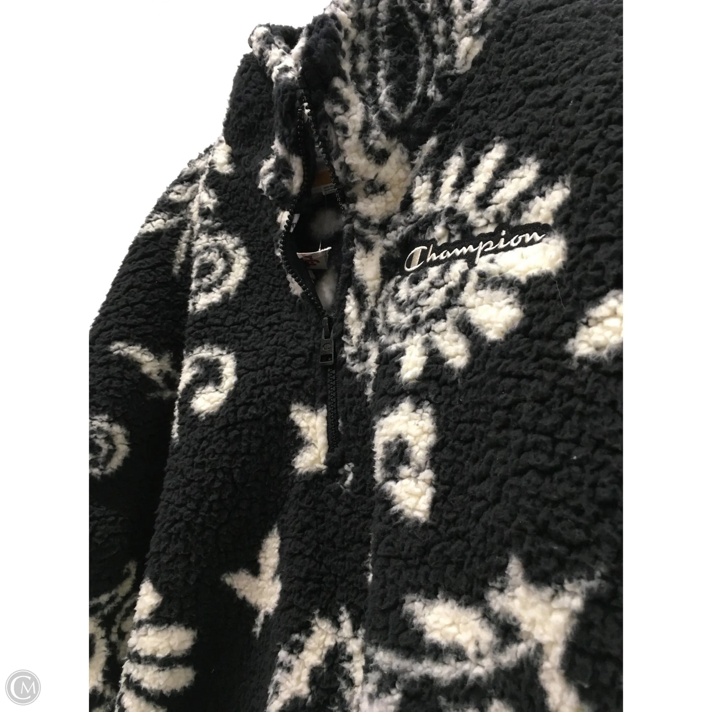 Sweatshirt Collar By Champion In Black & White, Size: L