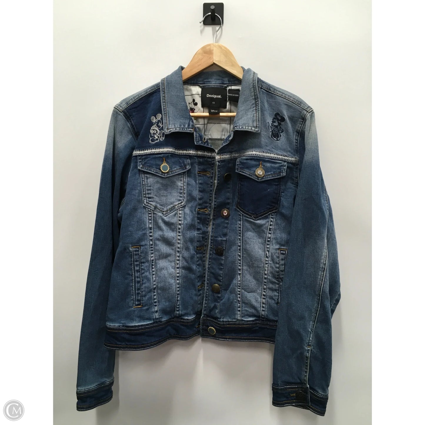 Jacket Denim By Desigual In Blue Denim, Size: Xl