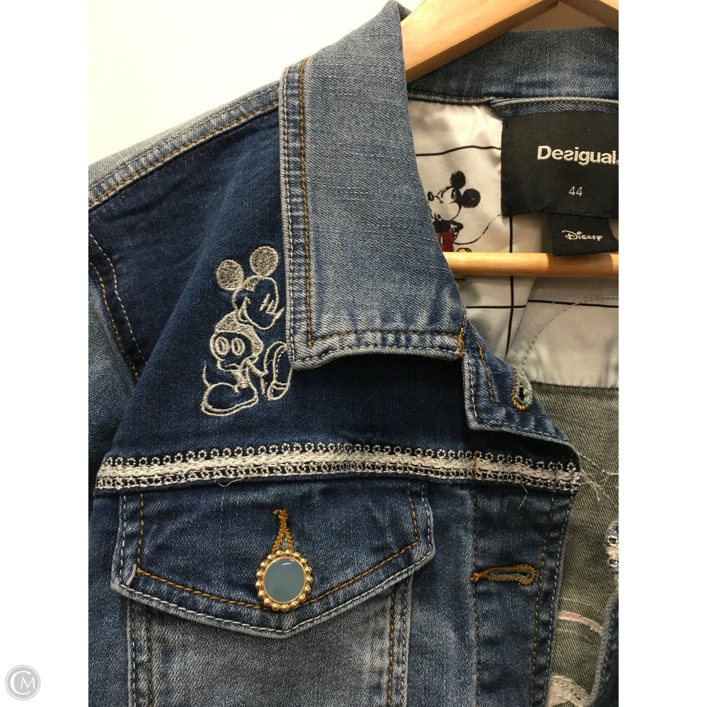Jacket Denim By Desigual In Blue Denim, Size: Xl