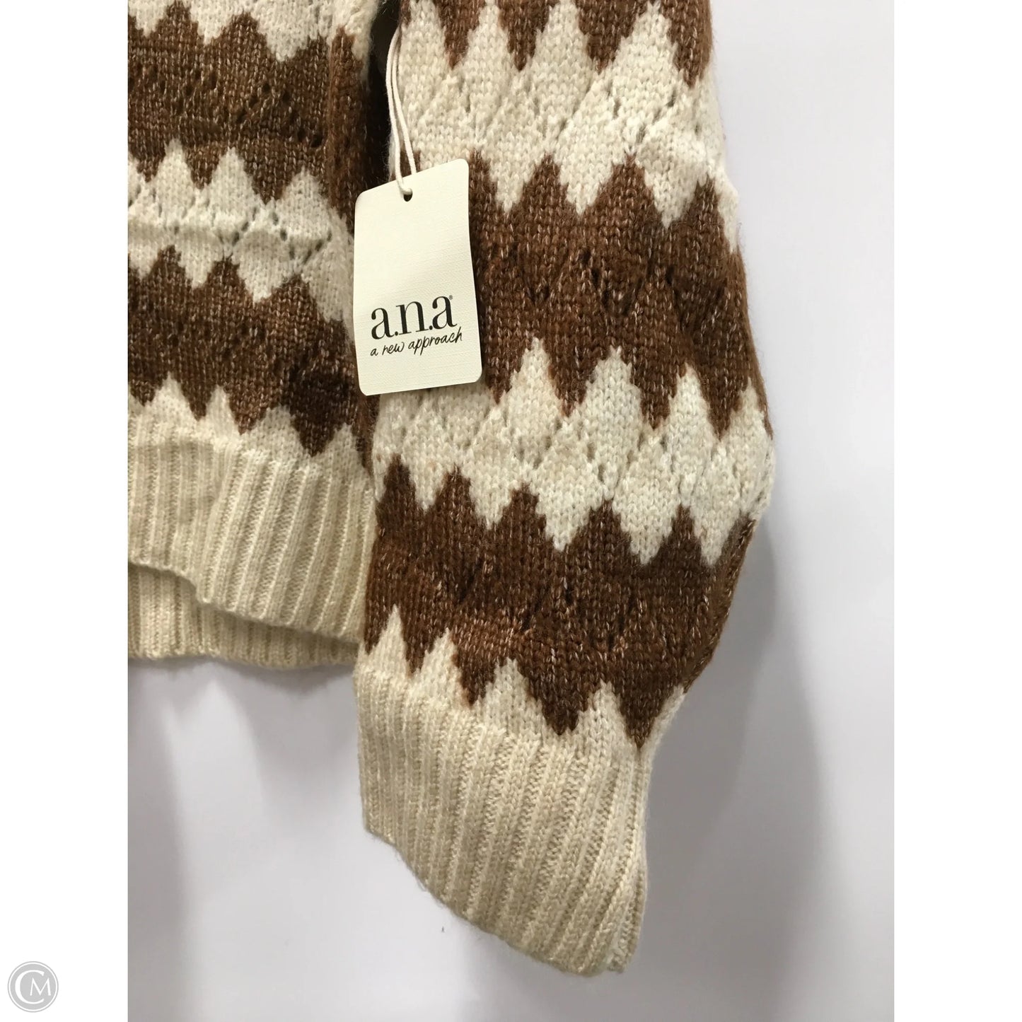 Sweater By Ana In Brown & Cream, Size: Xl