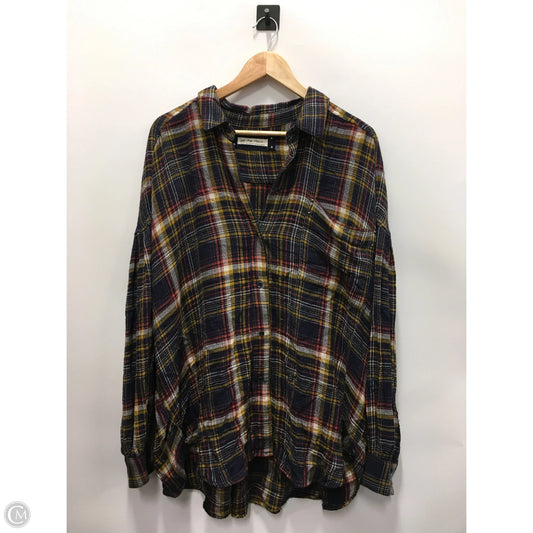 Top Long Sleeve By We The Free In Plaid Pattern, Size: L