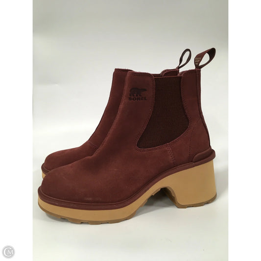 Boots Ankle Heels By Sorel In Maroon, Size: 9