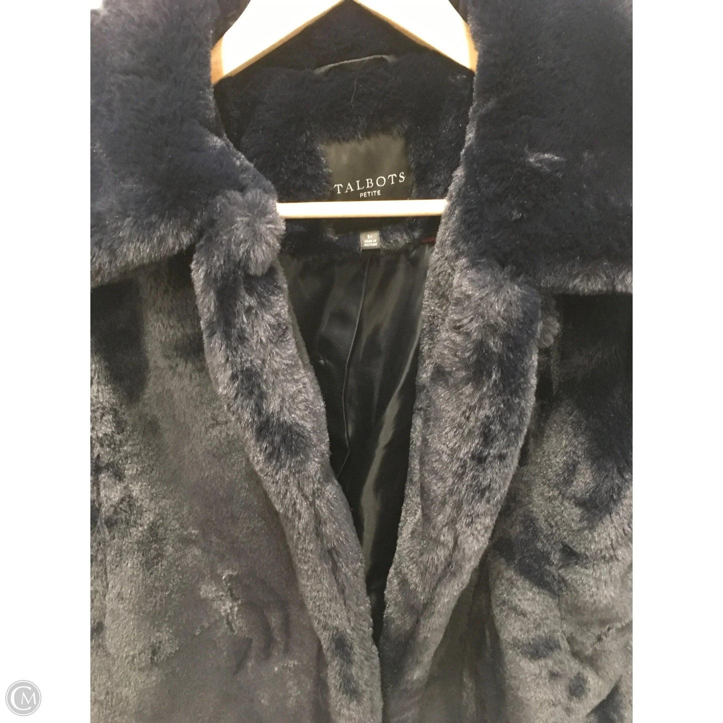 Coat Faux Fur & Sherpa By Talbots In Navy, Size: Sp