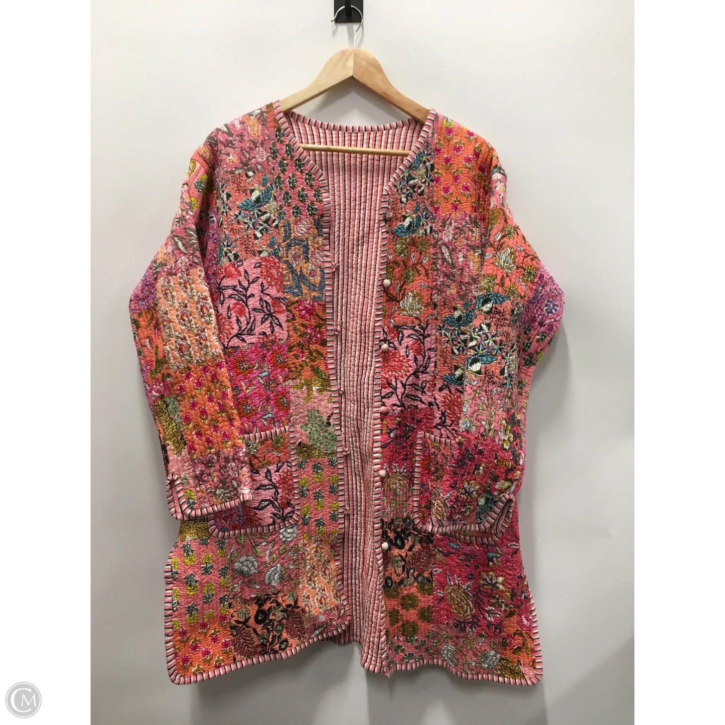 Jacket Puffer & Quilted By Clothes Mentor In Pink & White, Size: L