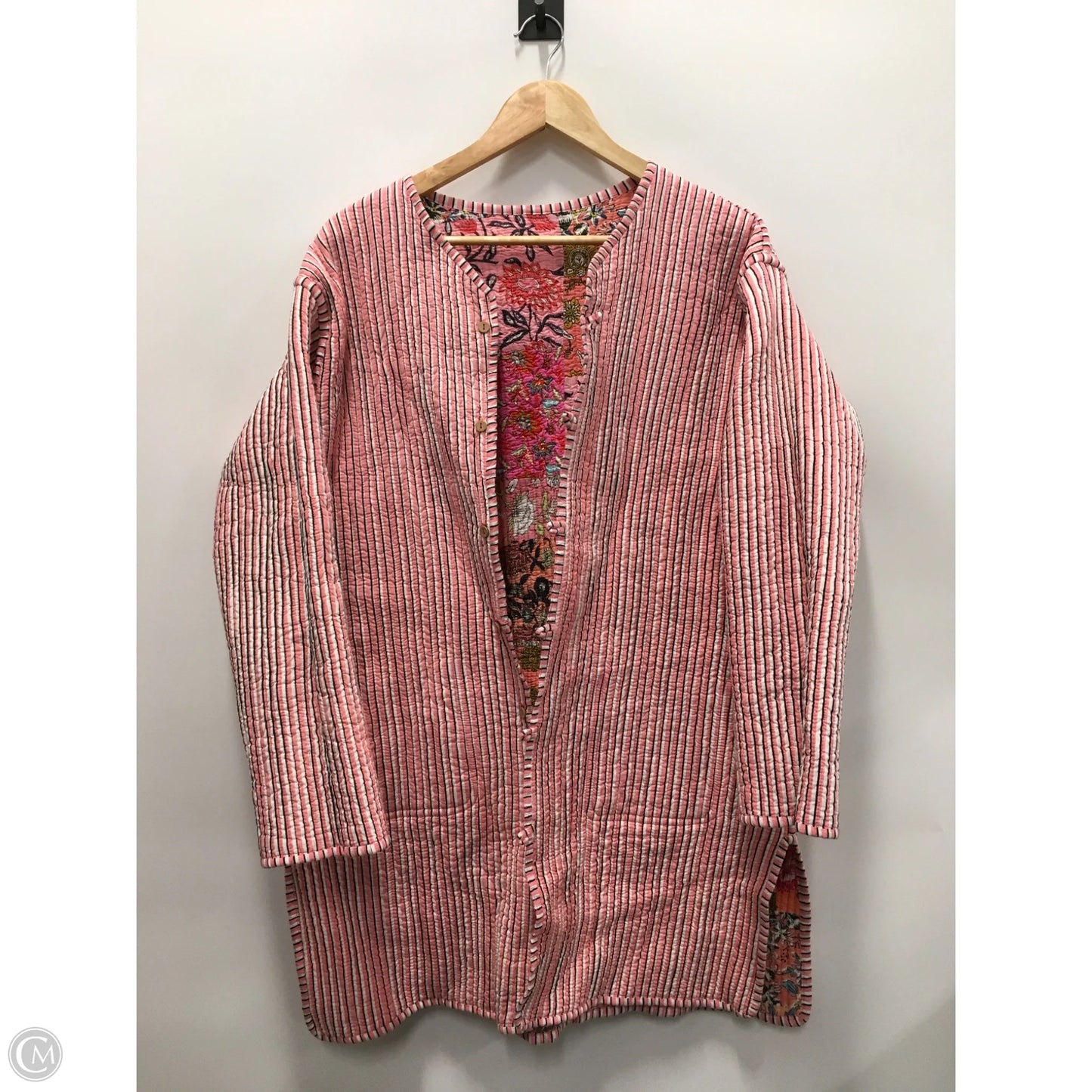 Jacket Puffer & Quilted By Clothes Mentor In Pink & White, Size: L